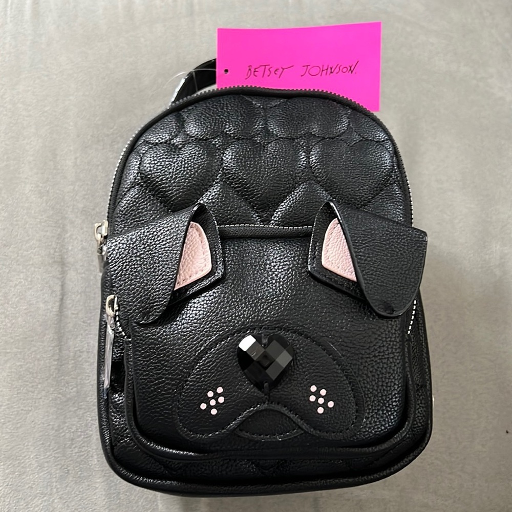 Betsey Johnson Puppy Mini Backpack Black